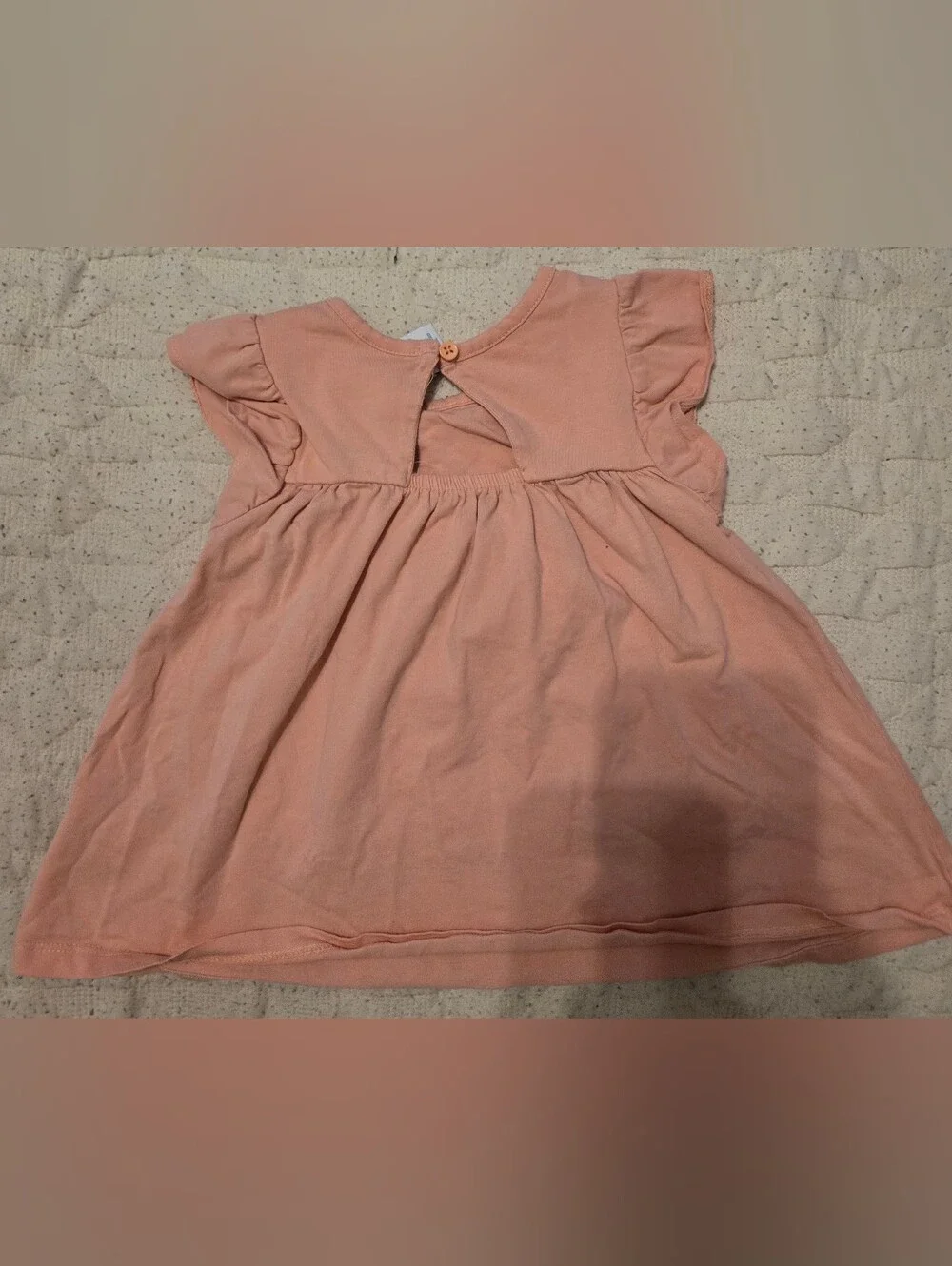 Maggie & Zoe Girls Peach Flutter Sleeve Dress